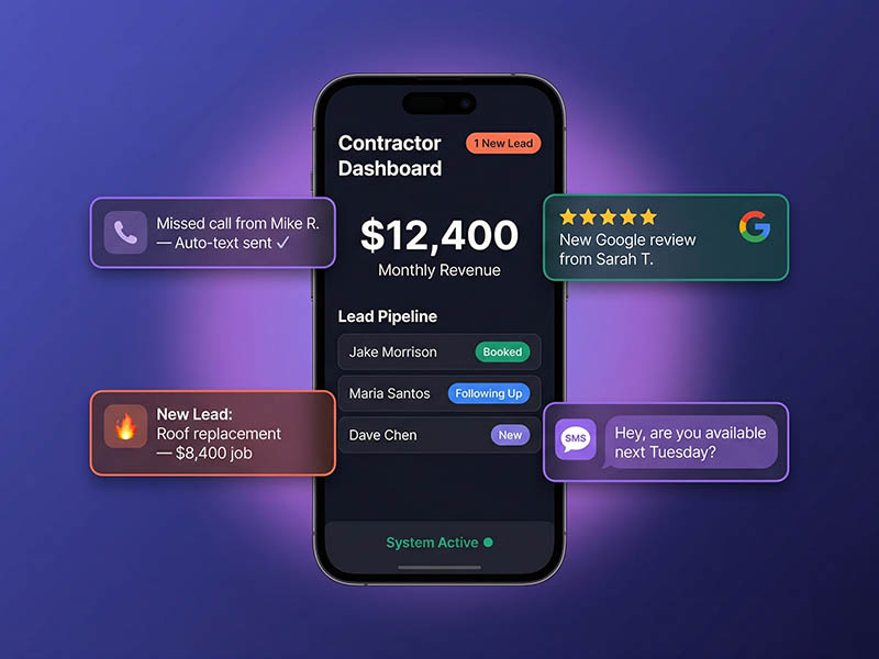 Contractor dashboard with automated notifications