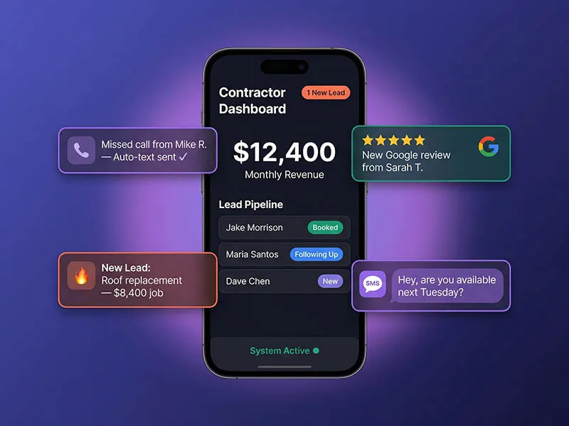 Contractor dashboard with automated notifications