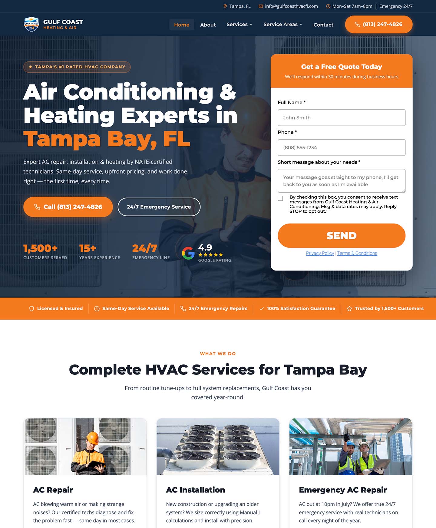 Contractor website mockup